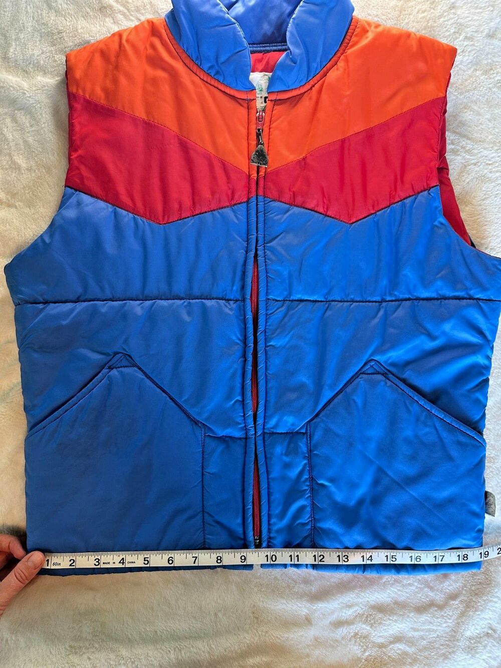 Vintage 70s Unisex Pacific Trail colorblock puffer vest small retro ski hike - Picture 7 of 8